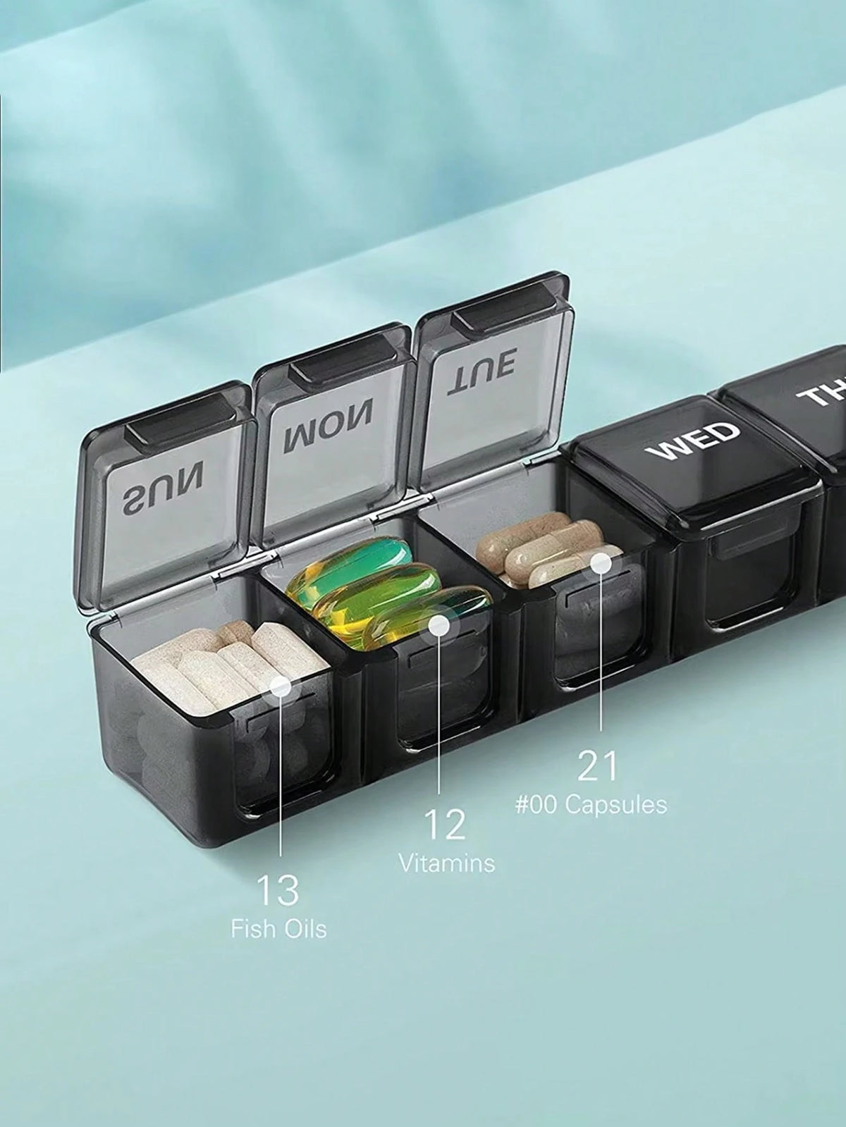 XL Weekly Pill Organizer, 7 Day Large Pill Box, Extra Large Daily Medication Organizer, Travel Pill Container, Pill Holder