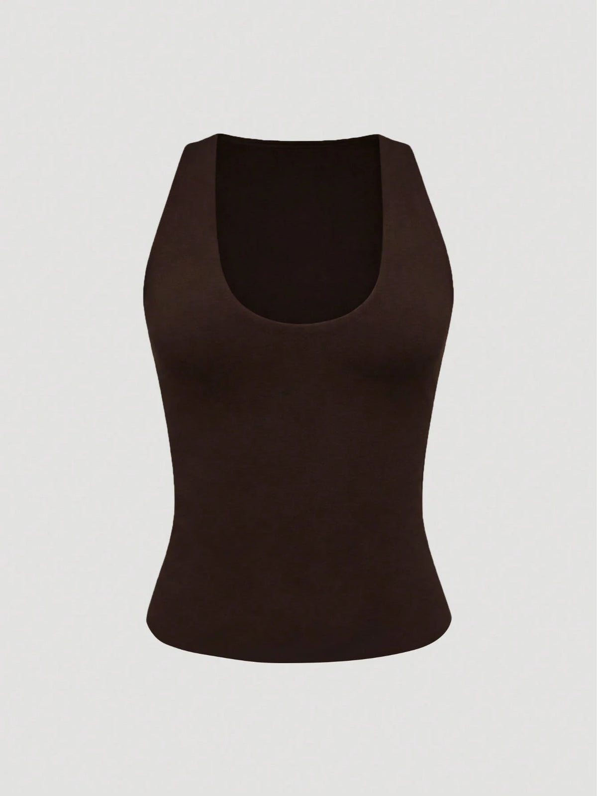 XLLAIS Women's Solid Color Casual Versatile Double Layer Yoga High Elastic Fabric Sexy U-Neck Sleeveless Black Tank Top, Summer Outfit For Women, Back To School, Fall