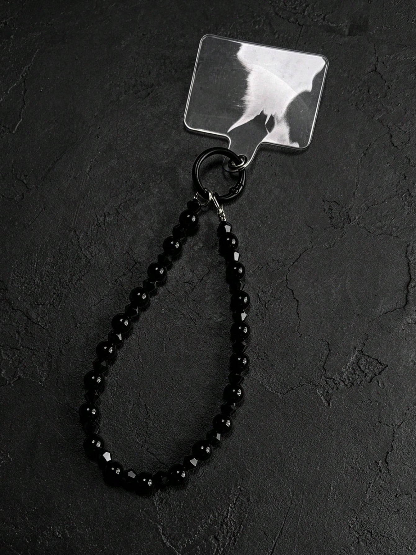 Y2K Black Faceted Beaded Phone Wrist Strap, Minimalist Luxury Anti-Loss Lanyard, Women's Bracelet Bag Charm, Multifunctional Wrist Strap, Keychain Camera Lanyard, Daily Commute