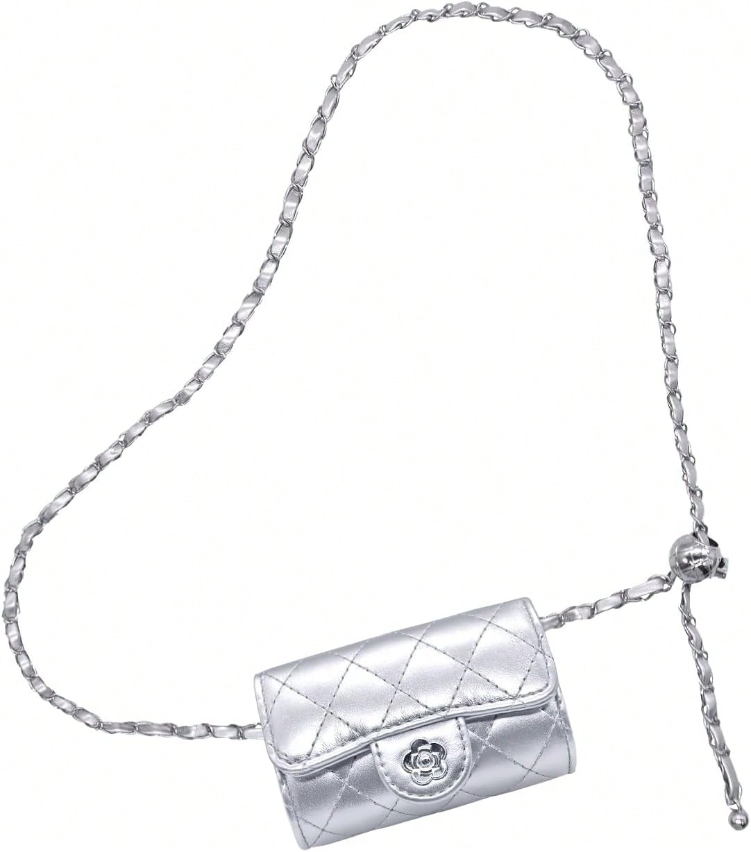 YAMEIZE Mini PU Leather Chain Belt Bag For Women Quilted Waist Purse Crossbody Fanny Pack Detachable Belt Chain