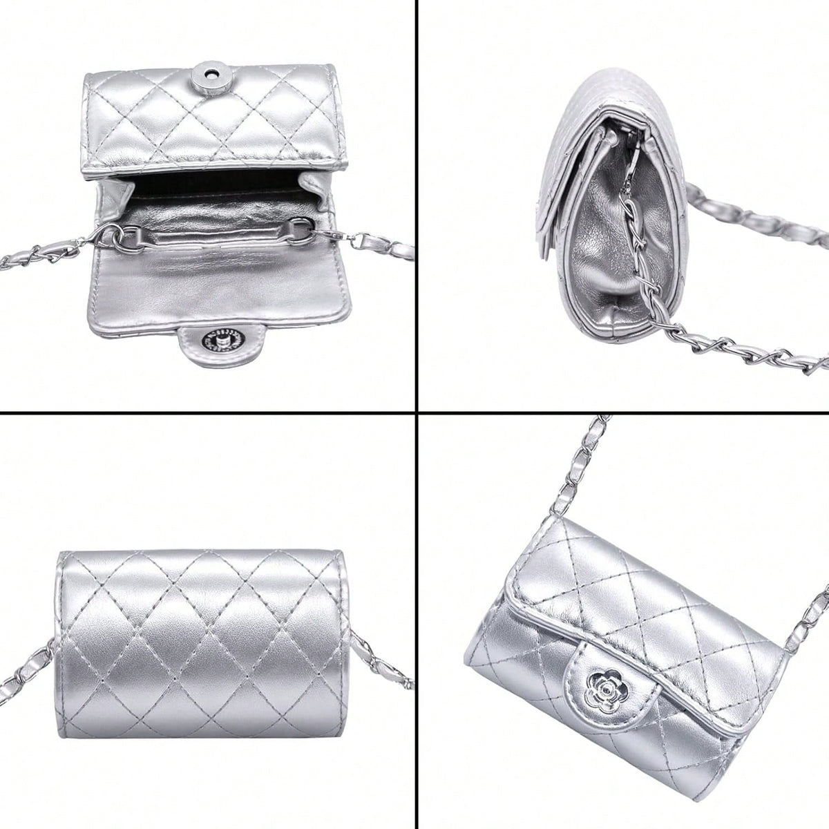 YAMEIZE Mini PU Leather Chain Belt Bag For Women Quilted Waist Purse Crossbody Fanny Pack Detachable Belt Chain