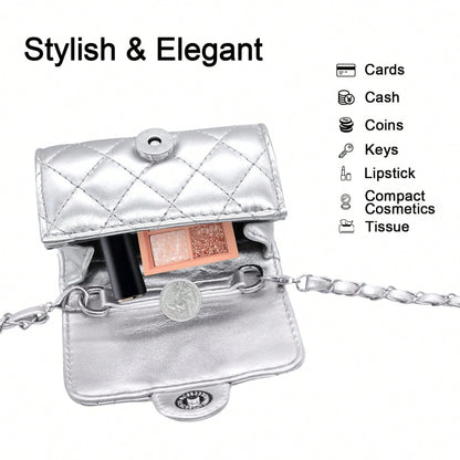 YAMEIZE Mini PU Leather Chain Belt Bag For Women Quilted Waist Purse Crossbody Fanny Pack Detachable Belt Chain