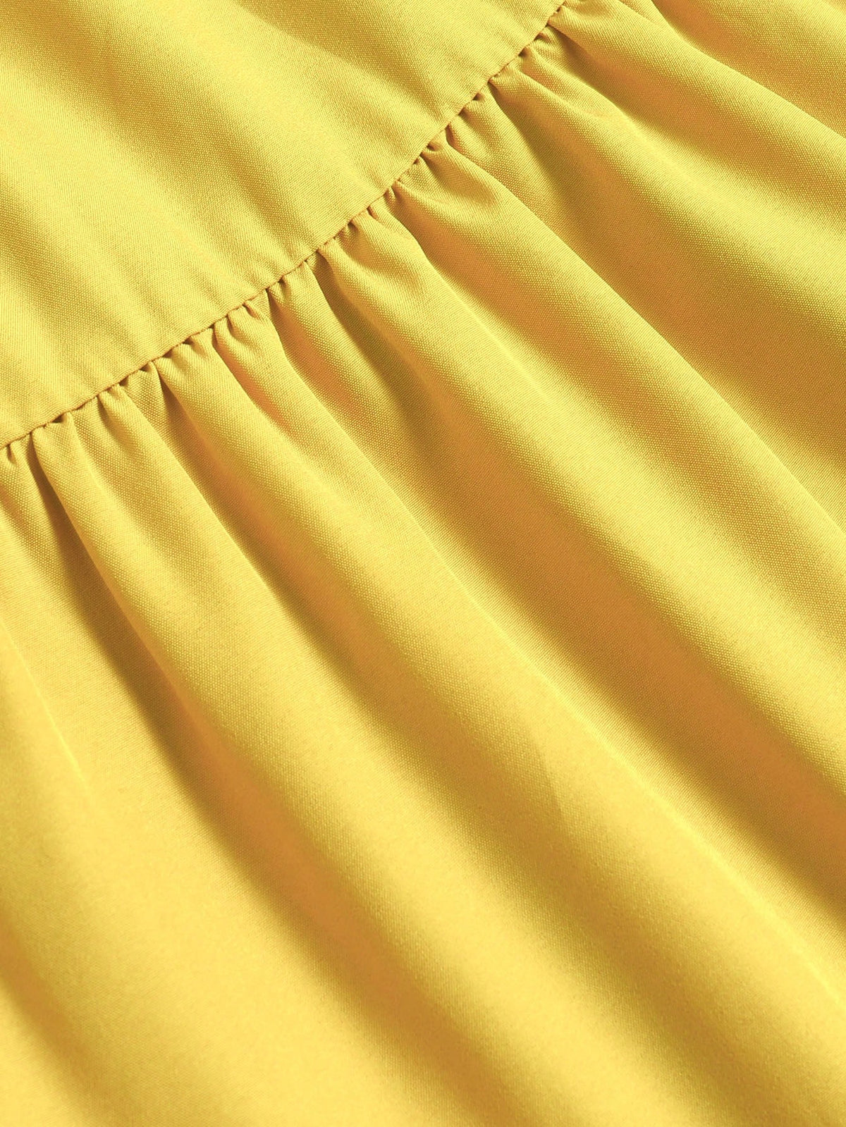 Yellow Pleated Elastic Waist Vacation Skirt Spring