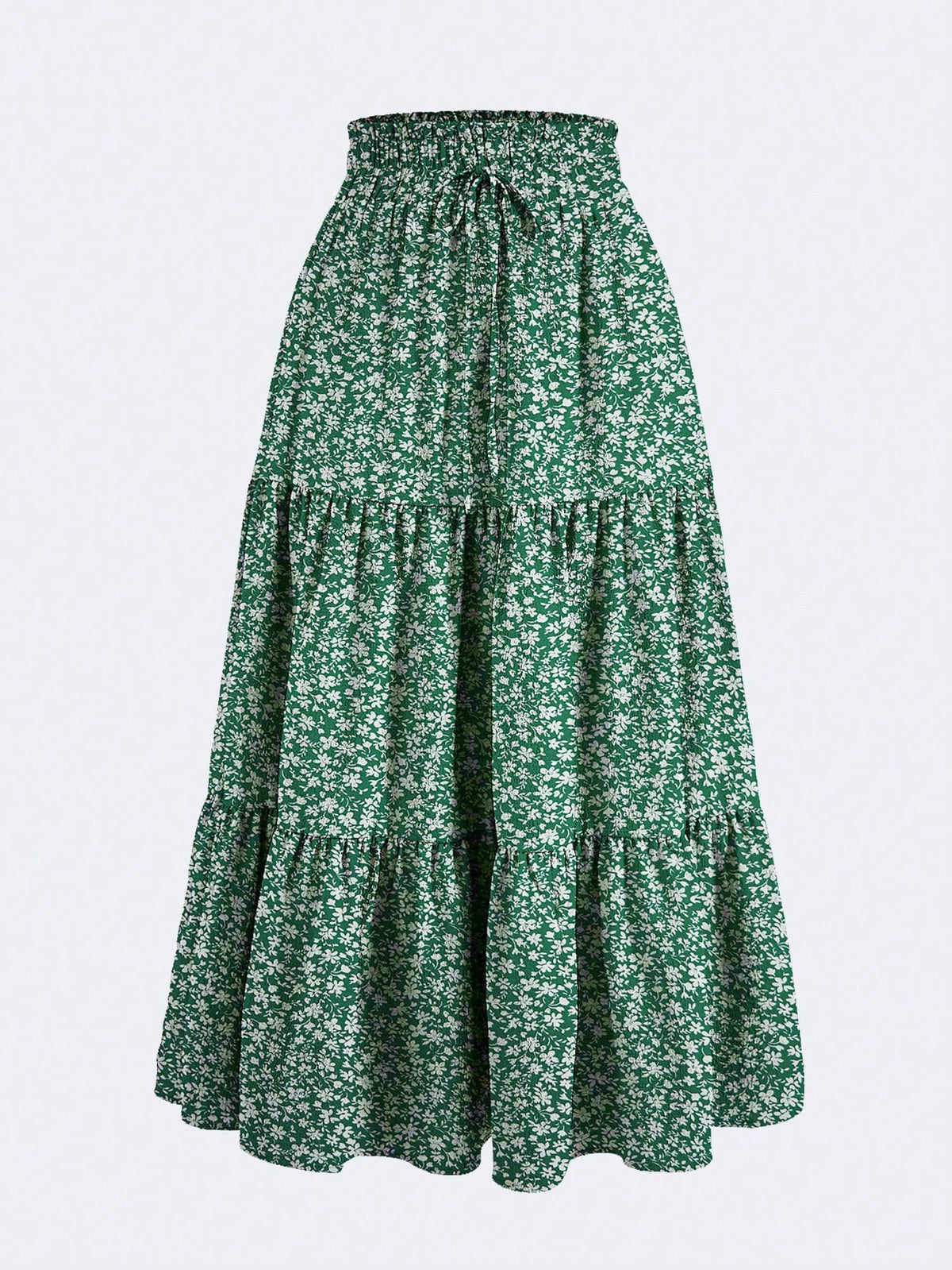 Yellow Pleated Elastic Waist Vacation Skirt Spring