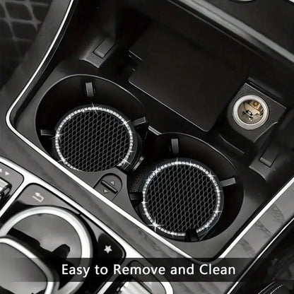 YITUMU 2pcs/4pcs Silicone Anti-Slip Car Cup Holder Coasters- Cup Mat With Crystal Edge, Waterproof & Fashionable, Suitable For Car Or Home Use
