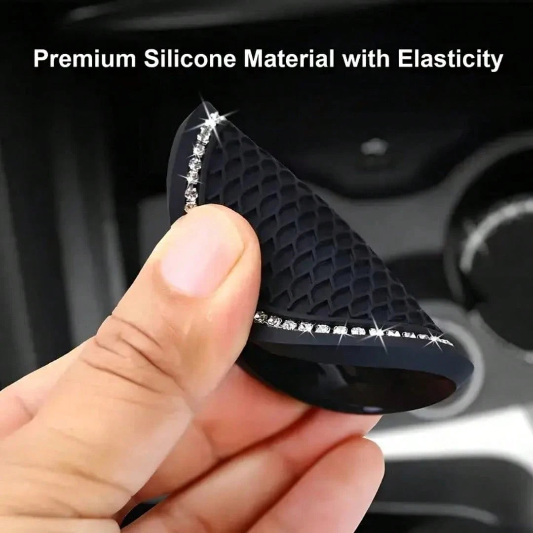 YITUMU 2pcs/4pcs Silicone Anti-Slip Car Cup Holder Coasters- Cup Mat With Crystal Edge, Waterproof & Fashionable, Suitable For Car Or Home Use