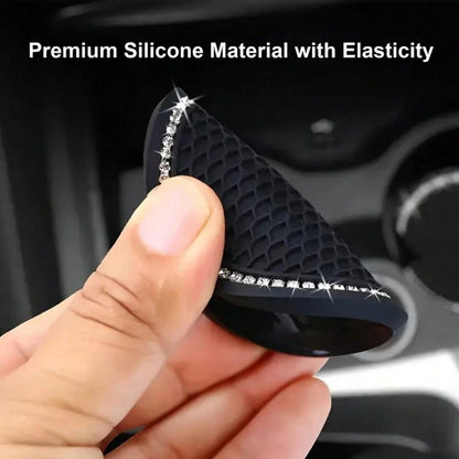 YITUMU 2pcs/4pcs Silicone Anti-Slip Car Cup Holder Coasters- Cup Mat With Crystal Edge, Waterproof & Fashionable, Suitable For Car Or Home Use