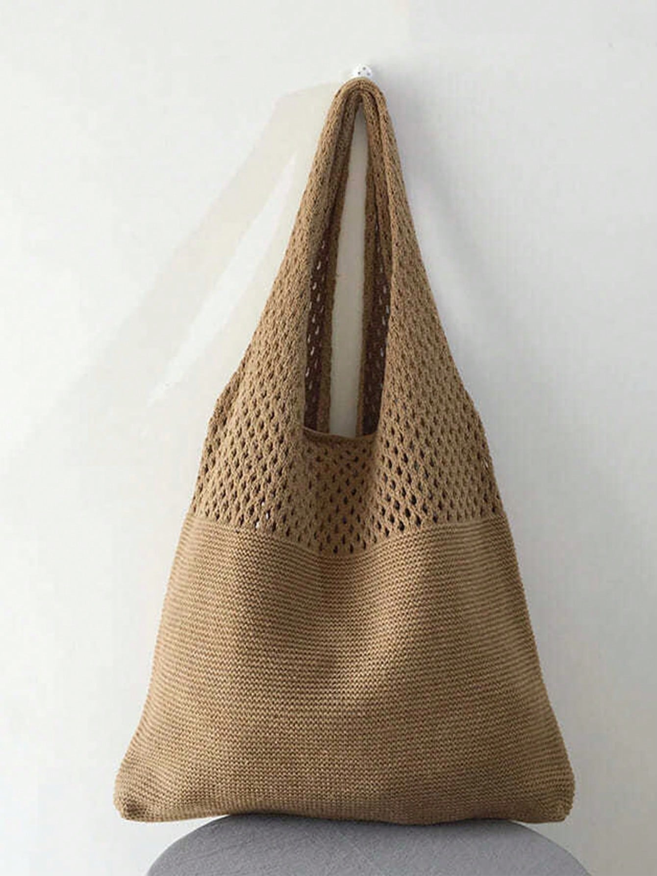 Yogodlns Crochet Knit Bag Large Capacity Shoulder Bag, Beach Purse, Vacation & Daily Use, Travel Must Haves, Vacation Essentials, Perfect For Summer, Vacation & Beach, Crochet,Holiday