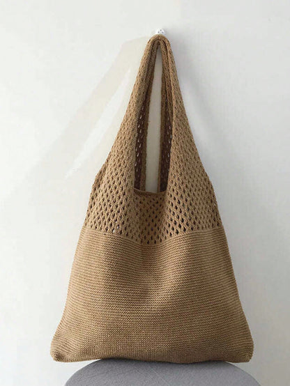 Yogodlns Crochet Knit Bag Large Capacity Shoulder Bag, Beach Purse, Vacation & Daily Use, Travel Must Haves, Vacation Essentials, Perfect For Summer, Vacation & Beach, Crochet,Holiday