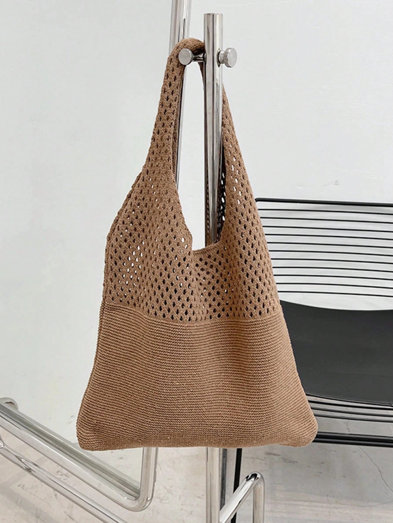 Yogodlns Crochet Knit Bag Large Capacity Shoulder Bag, Beach Purse, Vacation & Daily Use, Travel Must Haves, Vacation Essentials, Perfect For Summer, Vacation & Beach, Crochet,Holiday