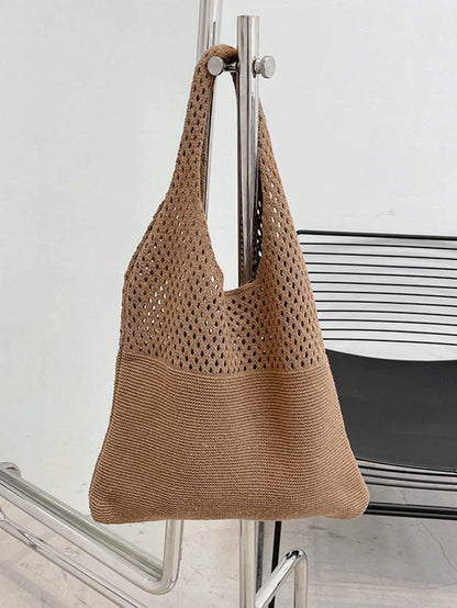 Yogodlns Crochet Knit Bag Large Capacity Shoulder Bag, Beach Purse, Vacation & Daily Use, Travel Must Haves, Vacation Essentials, Perfect For Summer, Vacation & Beach, Crochet,Holiday