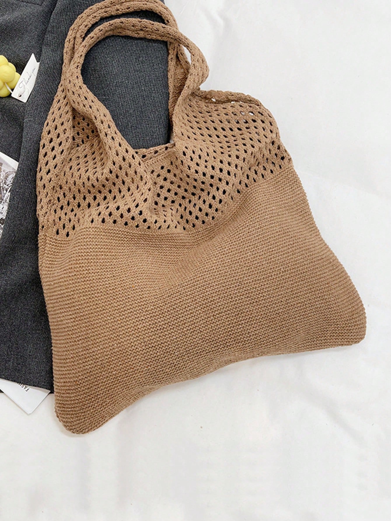Yogodlns Crochet Knit Bag Large Capacity Shoulder Bag, Beach Purse, Vacation & Daily Use, Travel Must Haves, Vacation Essentials, Perfect For Summer, Vacation & Beach, Crochet,Holiday