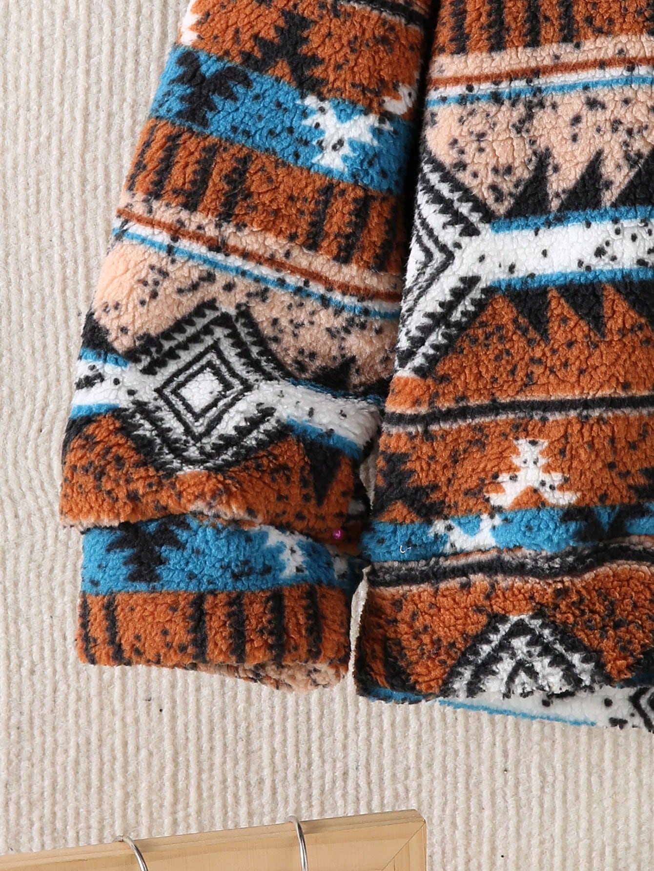 Young Boy Autumn/Winter Vintage Fair Isle Loose Thick Warm Hooded Sweatshirt, Casual Long Sleeve Pullover, Slightly Elastic, Autumn/Winter Fashion Sweatshirt