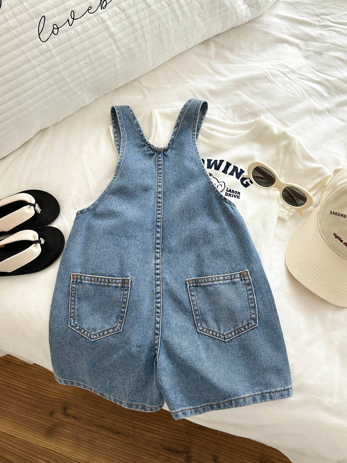 Young Boy Fitted Blue Denim Bib Shorts