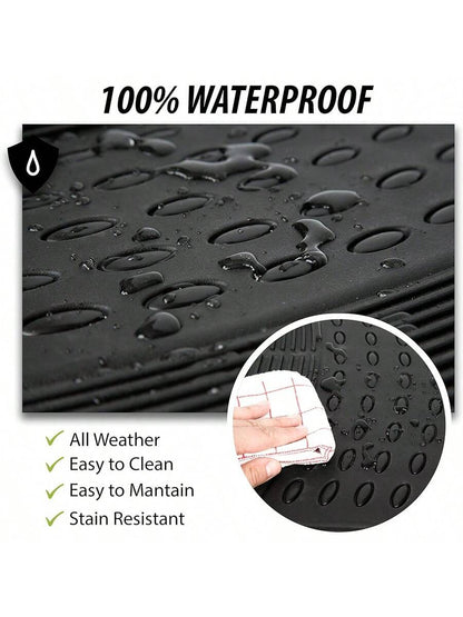 Zone Tech All Weather Rubber Car Interior Floor Mats 3-Piece Trimmable Waterproof Odorless Black Heavy Duty Interior Floor Mats Universal Fit