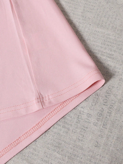 ZZG Es Trus Summer Women's "SPRITZ" Cocktail Letter Pattern Print Street Y2k Clothing Pink Top Round Neck Plus Size Short Sleeved T-Shirt Casual